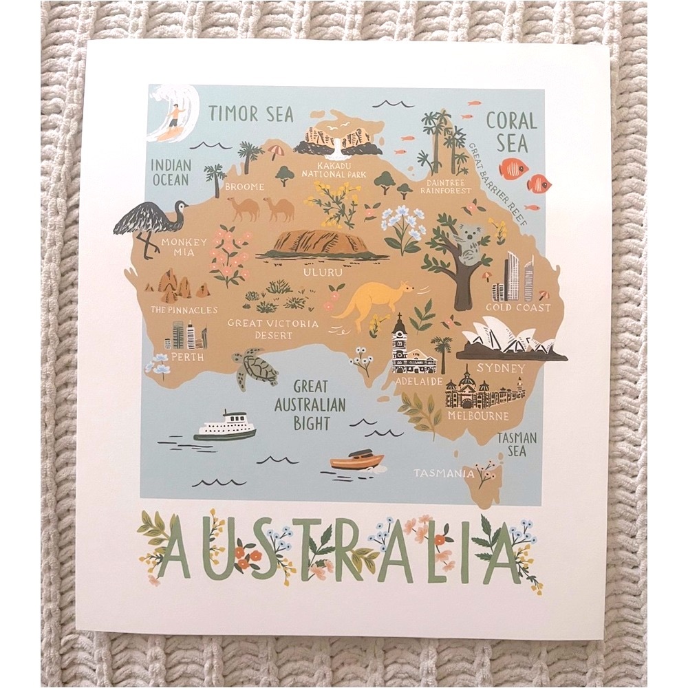 🇦🇺Australia Country Geography Art Print Digital Illustration Drawing🇦🇺